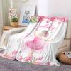 Manta com nome de unicórnio de desenho animado rosa para bebê menina menino manta de linho flanela personalizada família amigos