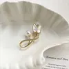 Broche de Tulipa de Concha Curva de Alto Padrão Estilo Coreano, Broche Exquisito e Elegante com Cravação de Zircônia, Acessório Versátil para Blazers