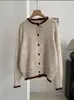 KEKEZOON Chaqueta Cardigan Bloque de Color Corazón de Amor para Mujer Otoño Invierno Suave Cuello Redondo Manga Larga Tejido 8926