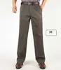 Pantalones de papá Primavera y Otoño para Hombre de Algodón Sueltos Rectos Cintura Alta Tiro Medio Pliegues Dobles Casuales Tallas Grandes para Hombre