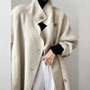 Otoño e Invierno 2025 Nuevo Estilo Coreano Cuello Alto Largo Sobre la Rodilla Abrigo Exterior Reversible Simple y Moderno Abrigo Exterior de Lana Cachemira