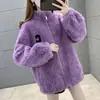 Moletom de fleece feminino para outono e inverno, jaqueta quente de fleece de cordeiro fleece coral, adequado para uso interno e externo