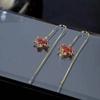 Pendientes de Hoja de Arce Roja Elegantes de Lujo Accesible Japoneses y Coreanos Nueva Tendencia 2024 Joyería para Orejas Pendientes Largos de Clase para Mujeres Venta al por Mayor