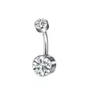 Anillo de Ombligo de Titanio F136 con Borde de Diente Interno Circonita 5A Decoración Cilíndrica para Ombligo Joyería de Body Piercing Transfronteriza Clavo de Ombligo para Mujeres