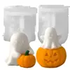 Vela Perfumada de Cera de Soya Shiyue Decoración de Calabaza Fantasma de Halloween Transfronteriza Semi-Hecha a Mano Forma Cilíndrica