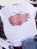 Transfronterizo Talla Europea2025 Alma Valiente L Retro Americano Letra Amor Blanco Camiseta Mujer Manga Corta Cuello Redondo