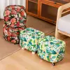 Banqueta Pequena Floral Retrô, Banqueta Oval, Banqueta Baixa, Tapete de Mesa de Centro para Sala de Estar, Banqueta para Trocar Sapatos na Entrada, Banqueta Estilosa para Sofá, Banqueta com Rodinhas