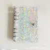 Cuaderno de almacenamiento de hojas sueltas A6 transparente de 6 agujeros, estilo coreano, colorido, estrellado, álbum de fotos, cuaderno de celebridades, cubierta de hojas sueltas