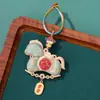 Llavero Colgante Anillo Giratorio Caballo Brocado Dinastía Song Doble Cara DIY Estilo Chino Año del Caballo Adorno Colgante para Mochila Coche