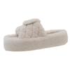 Versión coreana de moda de otoño e invierno nuevas letras alto sentido Mao Mao pantuflas de algodón suela gruesa 5CM cálido hogar ocio comercio exterior