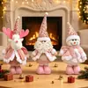 Muñeca Navideña Rosa Nueva Lentejuela Muñeco de Nieve Navideño Retráctil Decoración Navideña Exhibición de Ventana