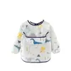 Bata Impermeable para Niños Manga Larga Vestido Inverso Ropa para Comer de Bebé Delantal Bata de Algodón para Niños Babero de Bebé Ropa Protectora