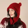Gorro de Punto de Color Sólido Holgado para Mujer en Invierno, Moderno y a la Moda, Hace que la Cara Parezca Más Pequeña, Cálido y Protector de Orejas, Sombrero de Lana