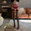 Medias de Liga con Borde Rojo Medias de Liga Sexy de una Sola Pieza Medias de Pura Pasión Medias de Muslo Alto para Mujer Borde Negro de Color Contrastante Ultradelgadas Rojo