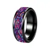 Anillo de Acero Inoxidable Tatuaje de Pez Marino Colorido Psicodélico Anillo Pintado con Ilustración Folclórica Exótica Joyería de Mano con Arte de la Cultura Asiática