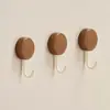 Ganchos de Madera de Nogal con Adhesivo Fuerte para Uso Pesado, Adecuados para Baño, Cocina y Detrás de Puertas, No Requieren Taladro, Ganchos Adhesivos para Ropa y Sombreros