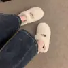 Chinelos quentinhos e preguiçosos de pelúcia, meio chinelos, outono inverno 2026, chinelos de pelo, uso externo feminino, estilo coreano, novo Mary Jane, sola grossa