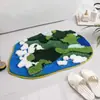 Alfombra de piso flocado flor de musgo fresco, alfombra tufted antideslizante para uso doméstico, fácil de mantener, alfombra de césped de musgo estilo pastoral