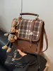 Mochila da Moda Xadrez Retrô Versátil Estilo Estudante Campus para Mulheres Casual Personalidade Fashion Nova Bolsa de Ombro Dupla