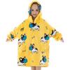 Pijama Holgado de Lana de Cordero Compuesta Sudadera con Capucha de Dibujos Animados Bata Manta de TV Manta Térmica para Exteriores Gruesa Estilo Largo