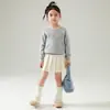 Prenda de punto de lana pura con cuello redondo para niños, Suéter de punto cálido con combinación de colores para niños talla mediana y grande, Camiseta interior de punto para niños y niñas