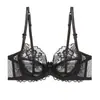 Conjunto de Lencería Sexy de Encaje Europeo y Americano Francés Ultra-Delgado Transparente Talla Grande Sujetador Mostrando Pechos Grandes Pequeños Anti-Caída Lencería Verano