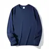 Camiseta de manga longa para outono e inverno de 500G feita de algodão Xinjiang de alta resistência, cor branca pura, moletom gola redonda com costura dupla, adequado para homens e mulheres