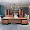 Novo Estilo Chinês Mesa Executiva de Madeira Maciça Conjunto de Mesa e Cadeira para Chefe Mesa de Escritório Simples Mesa do Presidente Mesa de Gerente em Nogueira