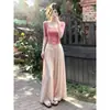 Conjunto de Ropa de Estilo Relajado para Mujer, Diseño de Verano Holgado y Versátil, Conjunto de Dos Piezas para Mujer con Top con Flecos y Pantalones de Pierna Ancha, Moderno