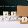 Lindo vaso pequeño de vidrio resistente a altas temperaturas de dibujos animados con asa, taza de té de alto valor de color, vidrio transparente de alto borosilicato al por mayor