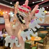 Llavero de Arcilla Nuevo Modelo Transfronterizo con Pedrería y Cuentas de Cristal de Elefante Realista, Exquisito Accesorio Pequeño para Niñas, Colgante para Bolso