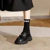 Zapatos mocasines de plataforma nuevos para la primavera de 2024 para mujer, slip-on, estilo británico, zapatos de cuero, populares, populares, zapatos con hebilla de caballo