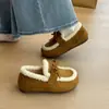Sapatos Birkenstock de Sola Grossa com Aumento Interno de Altura Forrados com Lã Novos Sapatos de Algodão Quentes de Inverno Sapatos Peludos Botas de Neve Antiderrapantes