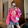Sudadera de cuello redondo holgada Sizzy de la línea Sense de alta calidad para mujer, estilo europeo oversize, grafiti, largo medio, a la moda