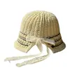 Sombrero de pescador de estilo coreano, tejido fino y elegante, de moda para niños, primavera y verano, con cara pequeña, informal, combinable, de punto hueco.