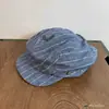 Gorra de Nube Rayada de Lino Retro Japonesa Versátil de Verano Ligera Gorra de Periódico Gorra de Artista Pintor