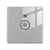 Panel de interruptor de enchufe de pared para el hogar de vidrio templado gris plano ultradelgado tipo 86, panel de enchufe USB universal de múltiples cinco agujeros
