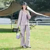 Ropa de Protección Solar y Conjunto de Pantalones Largos para Mujer, Verano UPF50+ Seda Helada Transpirable Ropa de Protección Solar para Exteriores Conjunto de Dos Piezas 9618A