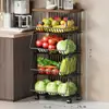 Prateleira de Armazenamento para Cozinha, Caixa de Lanches Doméstica de Chão, Cesta de Frutas e Legumes para Brinquedos na Sala de Estar, Carrinho de Legumes, Prateleira de Armazenamento Multicamadas