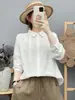 Camisa de Algodão Puro Gaze Dupla Bordada Manga Longa Feminina Estilo Floresta Bordado Floral Literário Macia Amiga da Pele Top Solto