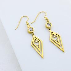 个性几何菱形吊坠耳环 欧美冷淡风进口钻石超闪耳坠耳钩耳环批发