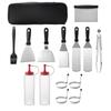 Set de Utensilios Teppanyaki de Acero Inoxidable Pala Gruesa para Parrilla Set de Palas para Cocinar Botella de Kétchup Set de Herramientas para Barbacoa y Horneado