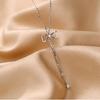 Jufeng S925 Colar de Franja de Arco de Prata Distintivo Diamante Longo Clavícula Cadeia Nova Simples Moda Colar Cadeia