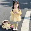 Conjunto de Roupa de Malha para Meninas Primavera e Outono 2026 Estilo Coreano Moda Escola Duas Peças Atacado Roupas Infantis Tendência