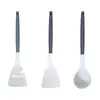Conjunto de Espátula e Colher de Silicone com Cabo de Madeira no Atacado para Uso Doméstico, Resistente a Altas Temperaturas, Antiaderente, Espátula e Colher Anti-Queimaduras para Cozinha