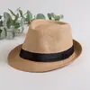 Chapéu de Palha Feminino Chapéu de Sol de Verão Chapéu de Cavalheiro Britânico Chapéu de Jazz Chapéu de Palha Masculino Chapéu de Palha com Proteção Solar Chapéu de Praia