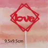 Decoración para hornear Bandera dorada de feliz cumpleaños para insertar Tarjeta cuadrada de amor para el Día de San Valentín para insertar Tarjeta de pastel de feliz cumpleaños para insertar