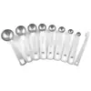 Con escala traje de cucharas medidoras de acero inoxidable herramientas de cocina para hornear cuchara medidora de condimento cuchara medidora de café juego de 10 piezas en stock
