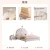 Cama de lujo ligero, cama estilo crema minimalista moderna para dormitorio principal, cama de tejido tecnológico, cama de pétalos popular, cama de princesa para niñas