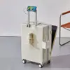Maleta de aluminio multifuncional de apertura frontal en stock, maleta de mano de 20 pulgadas con portavasos, maleta para estudiante de 24 pulgadas, maleta de fábrica